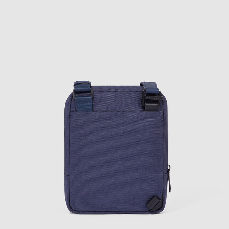 Borselli Piquadro Borsello Piccolo Porta Ipad Mini In Tessuto Blu Ed Inserti Pelle Nera