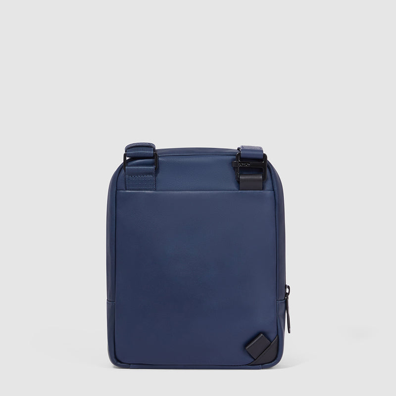 Borselli Piquadro Borsello Piccolo Porta Ipad In Pelle Blu Inserti Tessuto E Neri