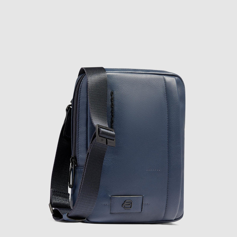 Zaino Piquadro Borsello Porta Ipad Mini Tasca Frontale Posteriore Pelle Blu