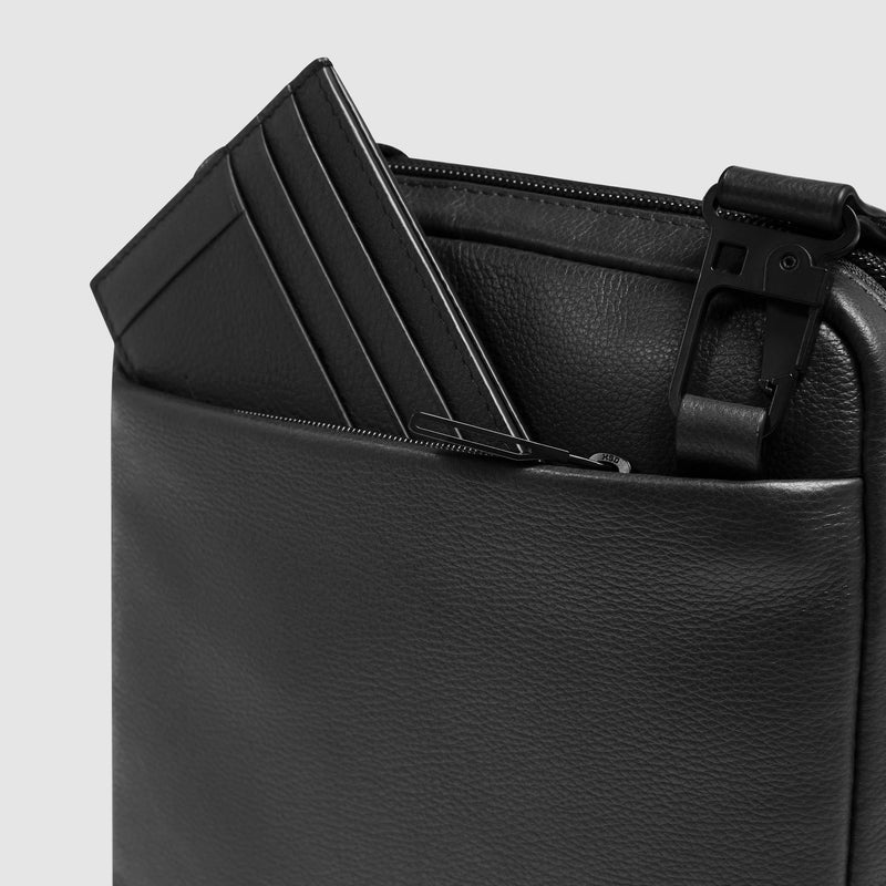 Borselli Piquadro Borsello Porta Ipad Mini Tasca Frontale Posteriore Pelle Nera