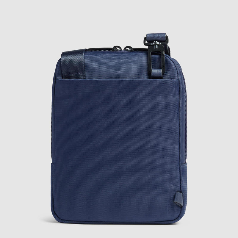 Borselli Piquadro Borsello Porta Mini Ipad Tasca Frontale Laterale Tessuto Inserti Pelle Blu