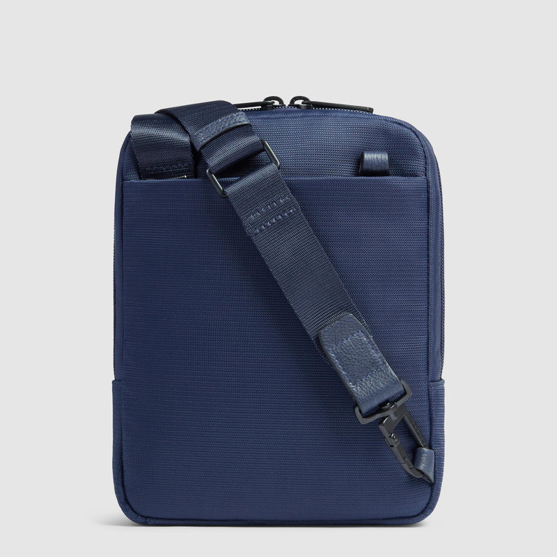 Borselli Piquadro Borsello Porta Mini Ipad Tasca Frontale Laterale Tessuto Inserti Pelle Blu