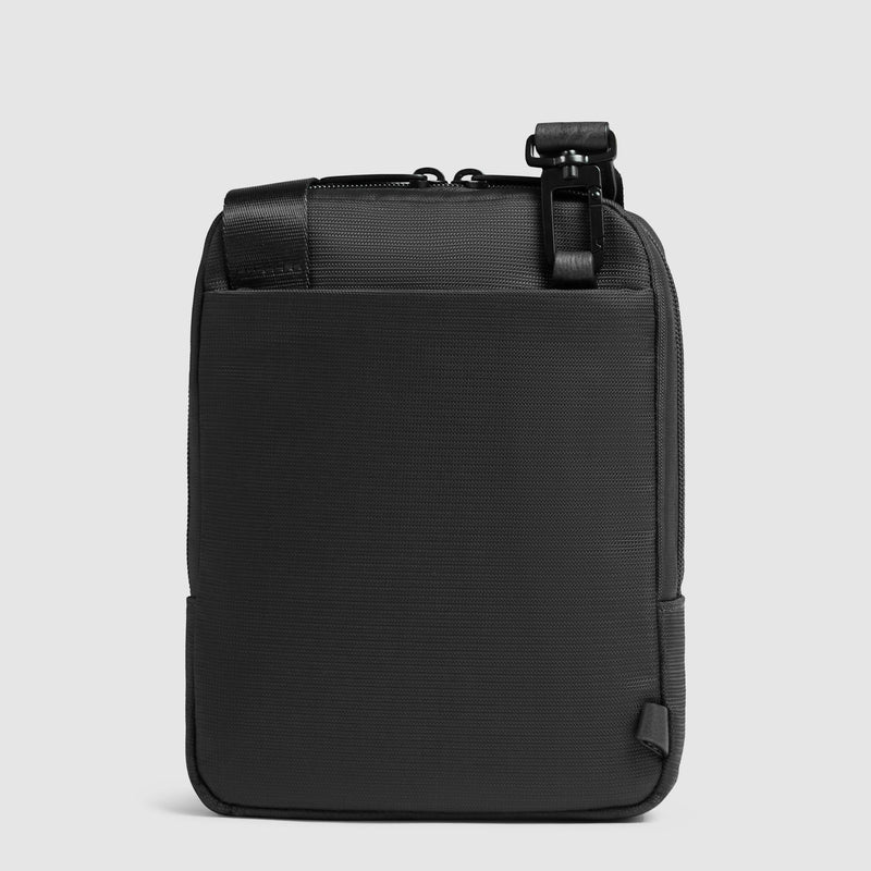 Borsello Piquadro Porta Ipad Mini Tasca Frontale Tessuto Inserti Pelle Nera