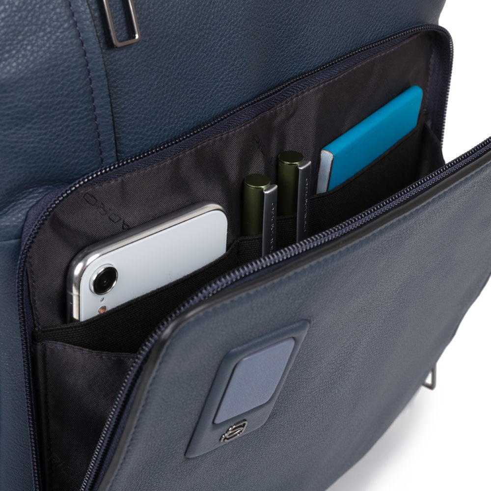 Zaini Piquadro Zaino Porta Pc Ipad In Pelle Blu