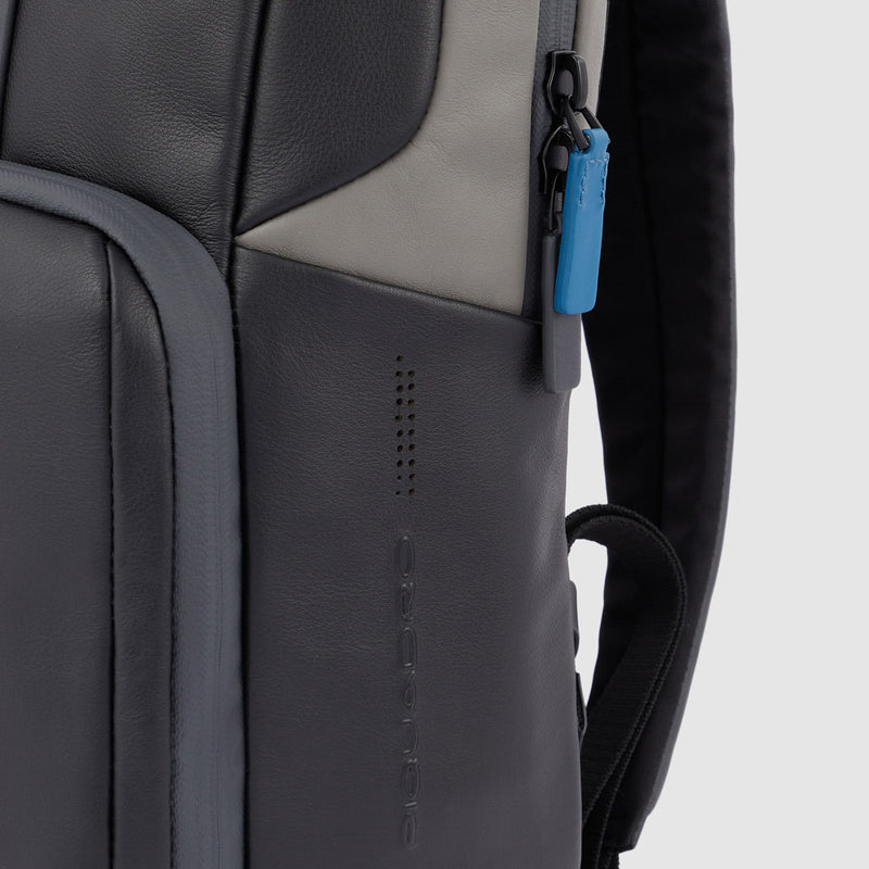 Zaini Piquadro Zaino Porta Pc Ipad Con Connequ In Pelle Nera Grigia