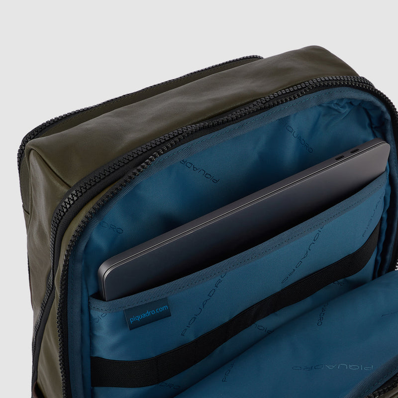 Zaini Piquadro Zaino Grande Porta Pc Ipad In Pelle Mista Nera