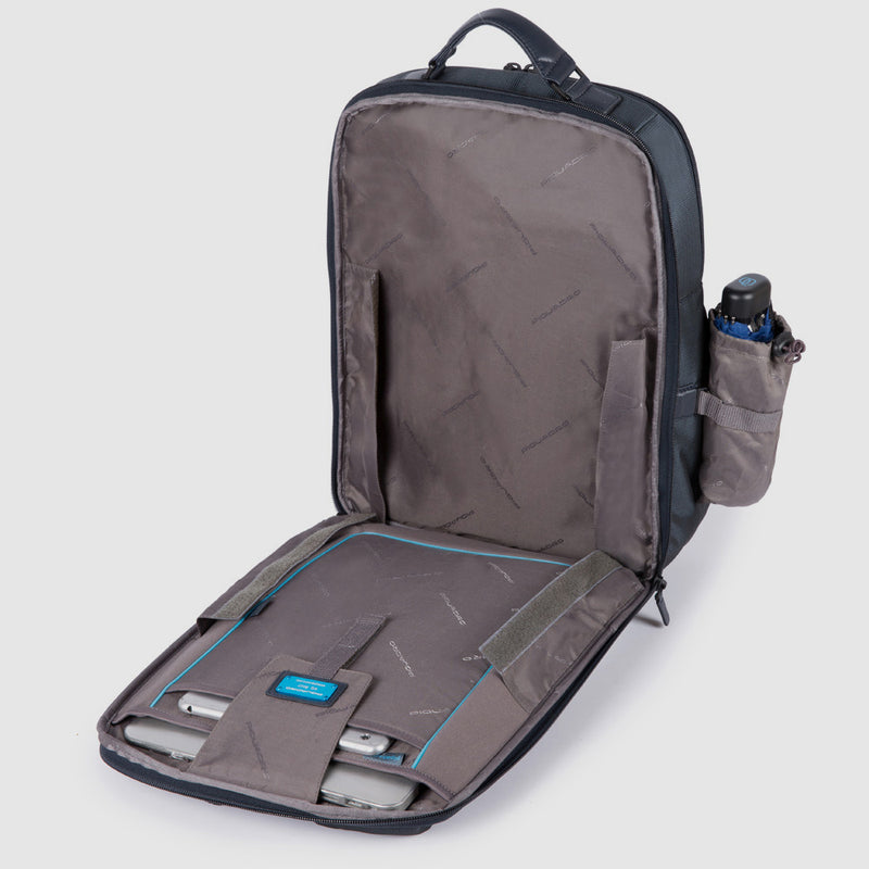 Zaini Piquadro Zaino Grande Porta Pc Ipad Tessuto e Pelle Blu