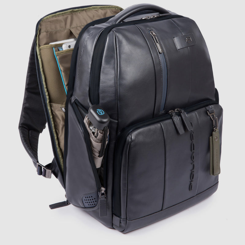 Zaini Piquadro Zaino Grande Porta Pc Ipad In Pelle Blu