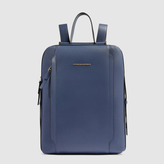 Zaino Piquadro Donna Porta Pc Ipad Tasca Frontale Pelle Blu Navy