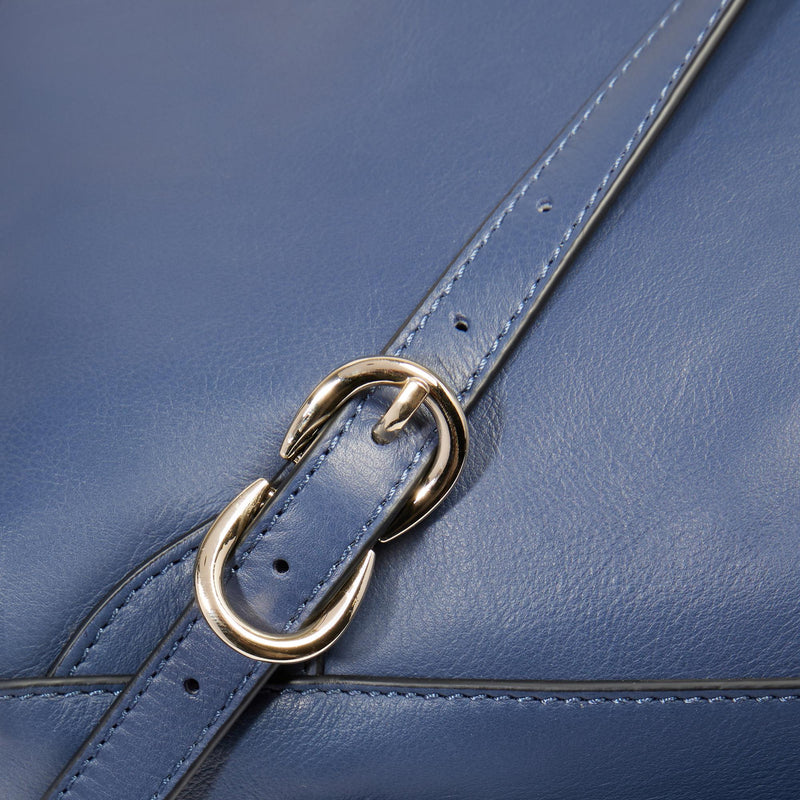 Zaino Piquadro Donna Porta Pc Ipad Tasca Frontale Pelle Blu Navy