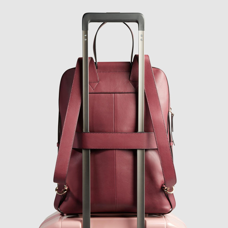 Zaino Piquadro Donna Porta Pc Ipad Tasca Frontale Pelle Borgogna