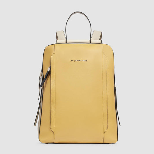 Zaini Piquadro Zaino Donna Porta Pc Ipad Pelle Gialla Beige