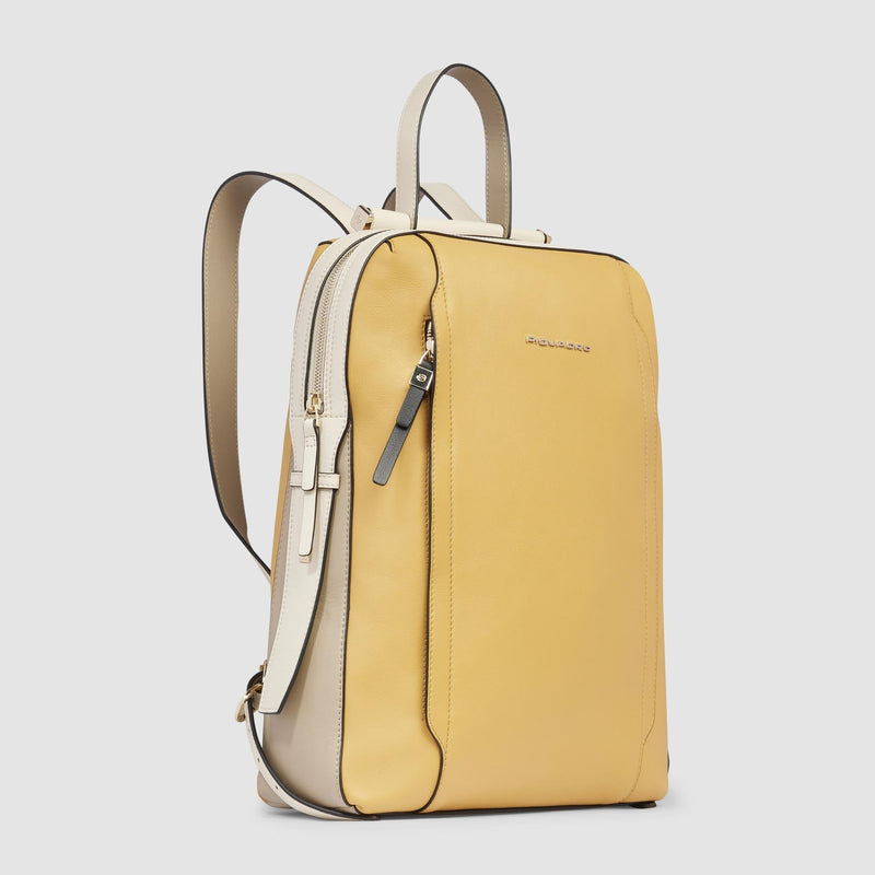 Zaini Piquadro Zaino Donna Porta Pc Ipad Pelle Gialla Beige