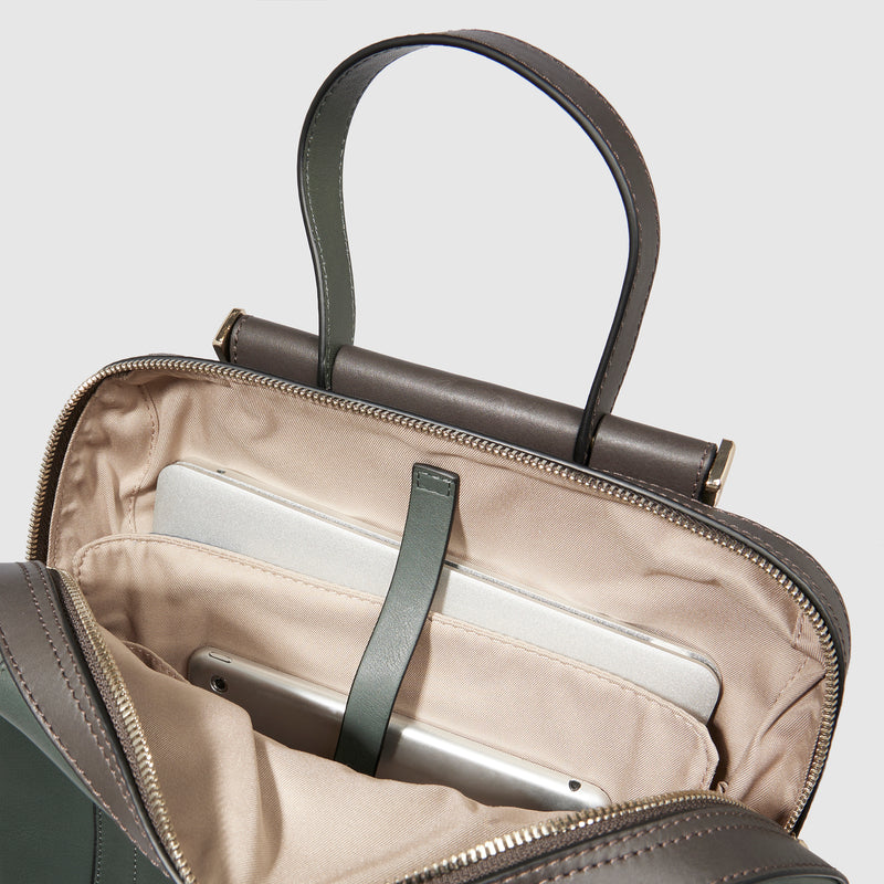 Zaini Piquadro Zaino Donna Porta Pc Ipad Pelle Verde Scuro