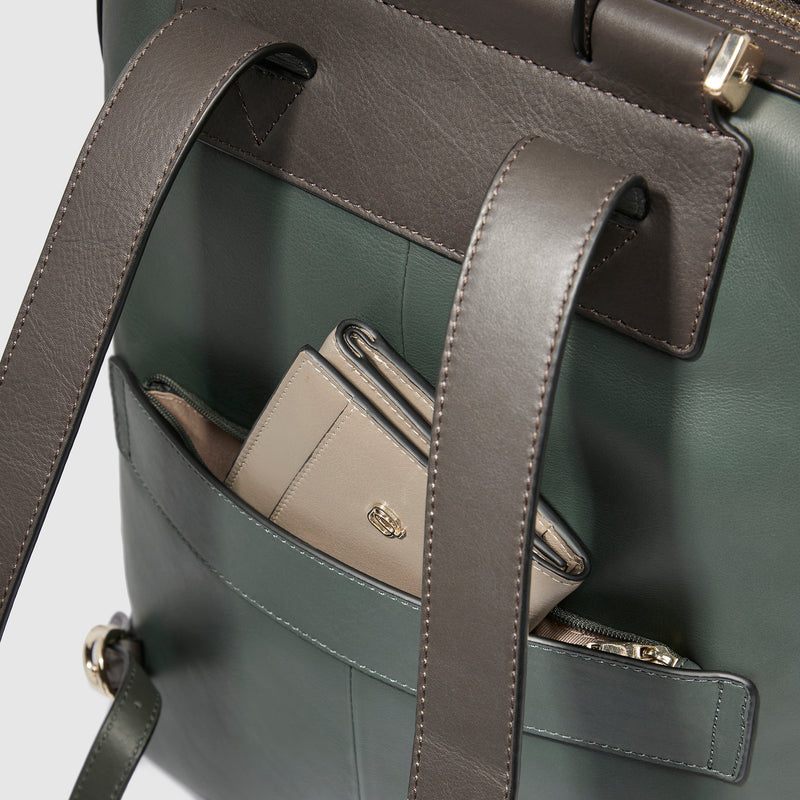Zaini Piquadro Zaino Donna Porta Pc Ipad Pelle Verde Scuro