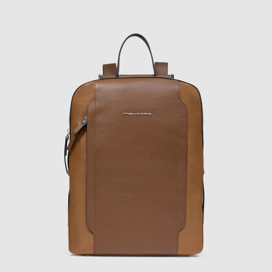 Zaino Piquadro Donna Grane Porta Pc Ipad Tessuto Tasca Frontale Inserti Pelle Cuoio