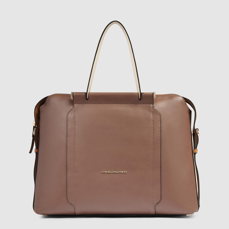 Borse Lavoro Piquadro Borsa Donna Porta Pc Ipad Pelle Marrone/Beige