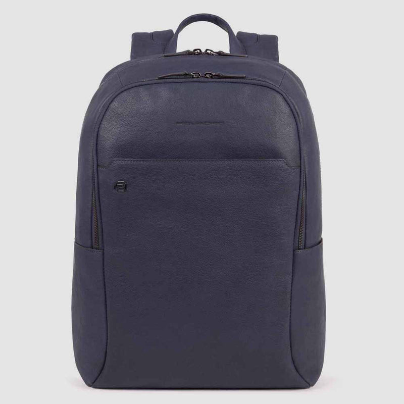 Zaini Piquadro Zaino Grande Porta Pc Ipad in Pelle Martellata Blu