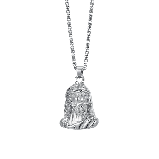 Collana Uomo Luca Barra Acciaio Pendente Volto Del Cristo