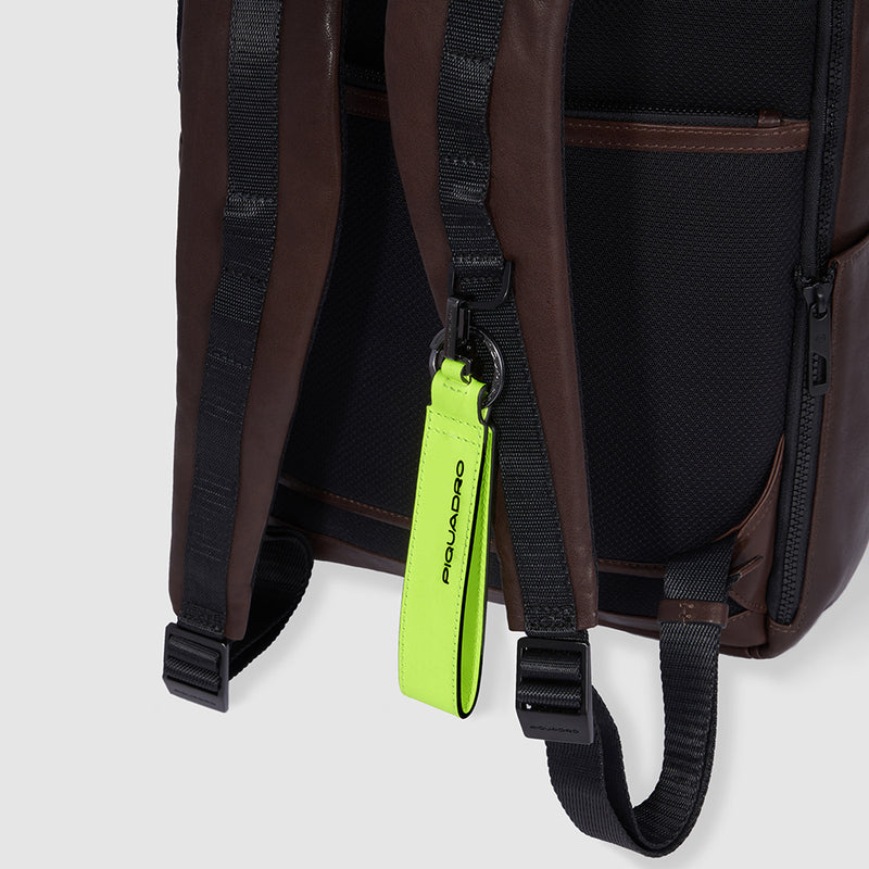 Zaini Piquadro Zaino Grande Porta Pc Ipad In Pelle Verde Inserto Testa Di Moro