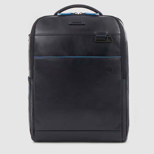 Zaini Piquadro Zaino Rettangolare Porta Pc Ipad In Pelle Blu