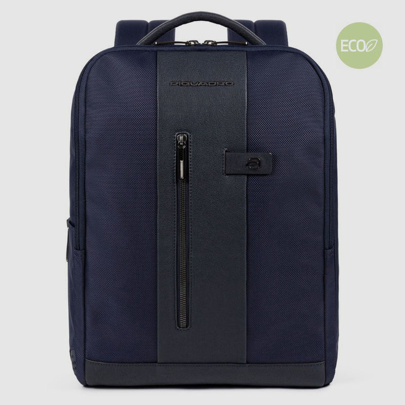 Zaini Piquadro Zaino Grande Porta Pc Ipad In Nylon Inserti Pelle Blu