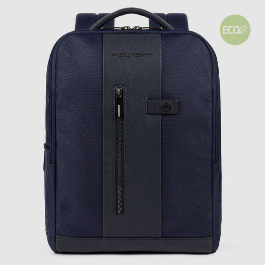 Zaini Piquadro Zaino Grande Porta Pc Ipad In Nylon Inserti Pelle Blu