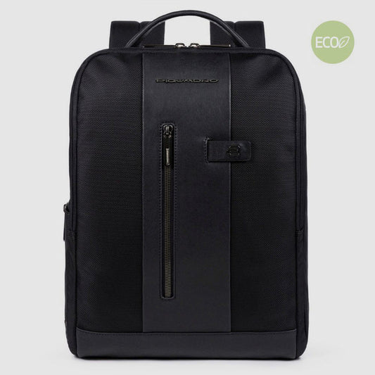 Zaini Piquadro Zaino Grande Porta Pc Ipad In Nylon Inserti Pelle Nera