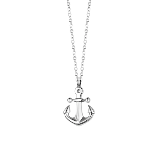 Collana Uomo Luca Barra Acciaio Maglia Catena Pendente Ancora