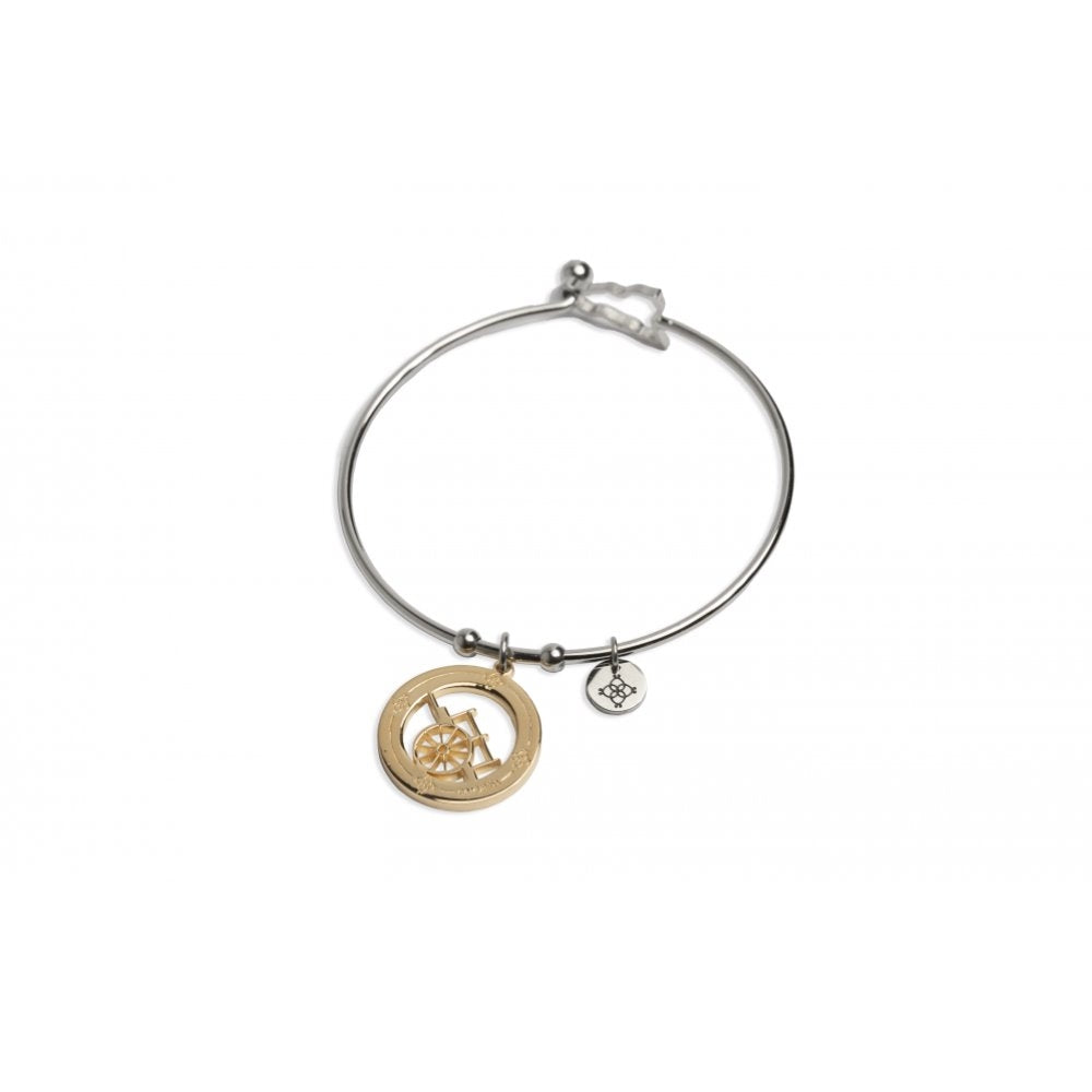 Bracciale Rigido Camurrìa U Carrettu In Acciaio Charm Pvd Oro Con Dentro Carretto