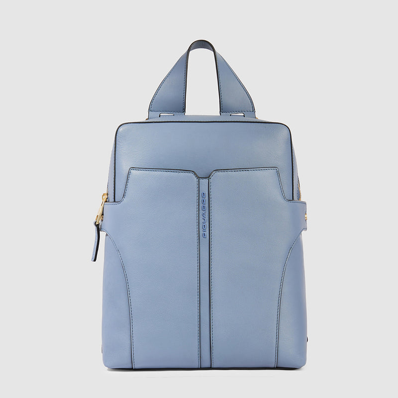 Zaini Piquadro Zaino Donna Piccolo Porta Pc Ipad In Pelle Blu Ceruleo