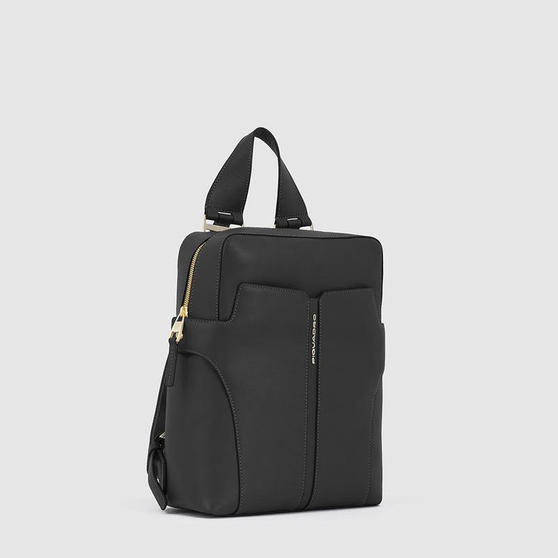 Zaini Piquadro Zaino Donna Piccolo Porta Pc Ipad In Pelle Nera