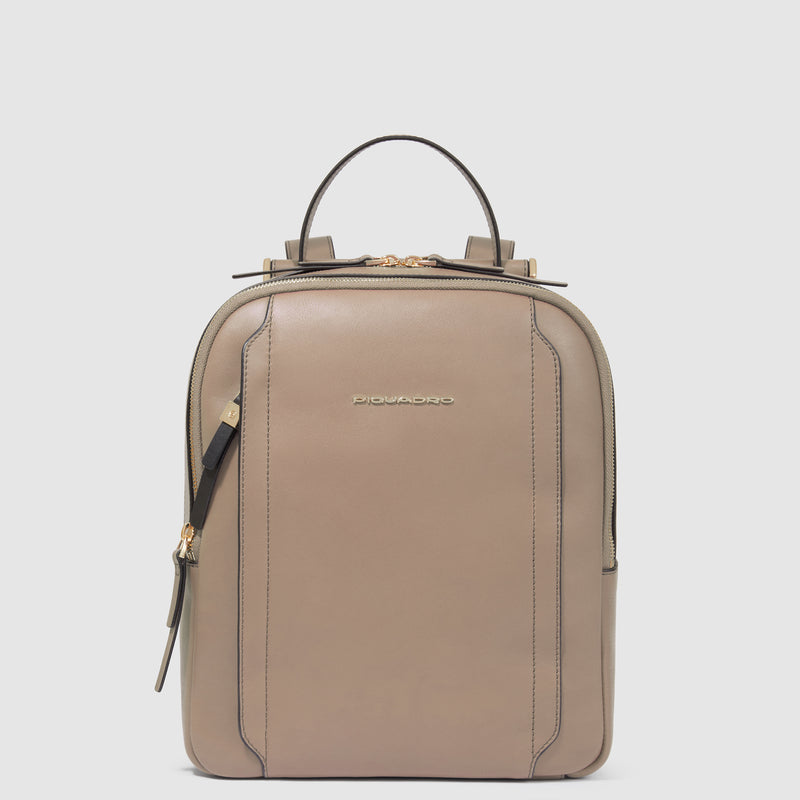 Zaini Piquadro Zaino Donna Piccolo Porta Pc Ipad Pelle Tortora