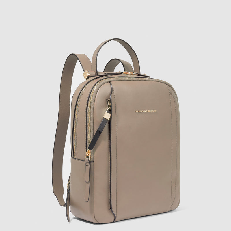 Zaini Piquadro Zaino Donna Piccolo Porta Pc Ipad Pelle Tortora