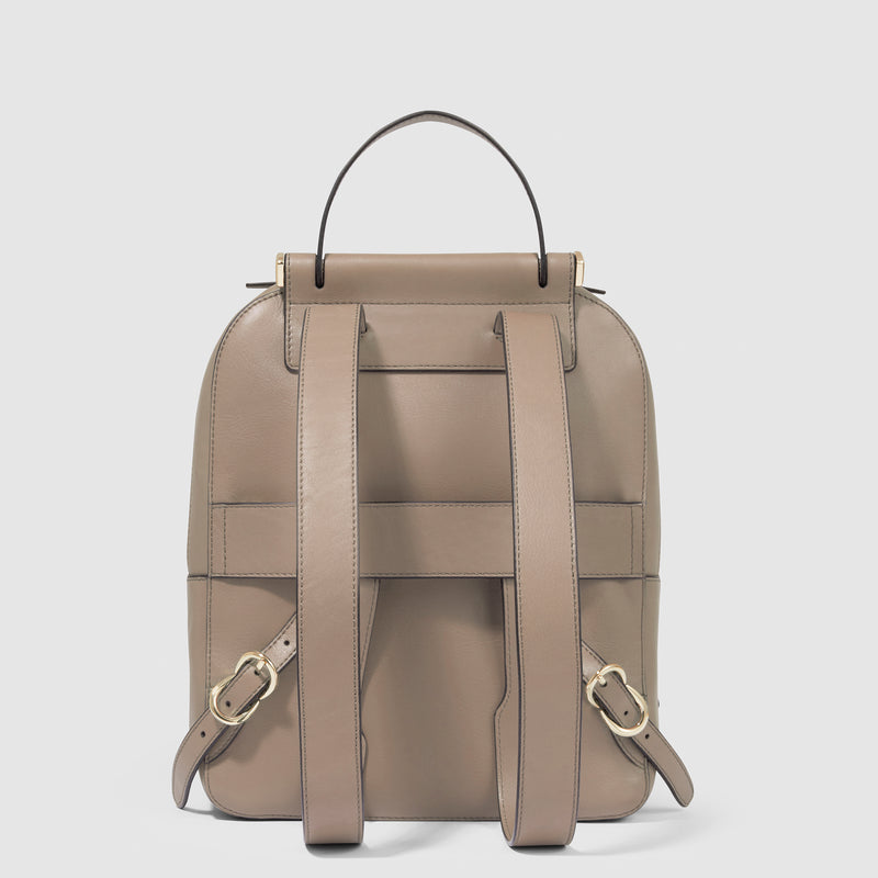 Zaini Piquadro Zaino Donna Piccolo Porta Pc Ipad Pelle Tortora