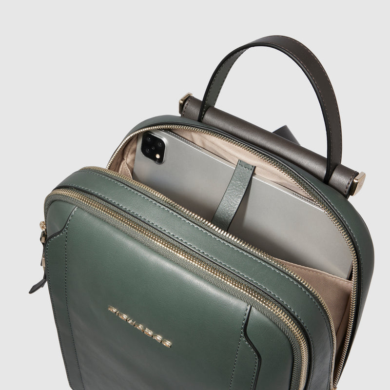 Zaini Piquadro Zaino Donna Piccolo Porta Pc Ipad Pelle Tortora
