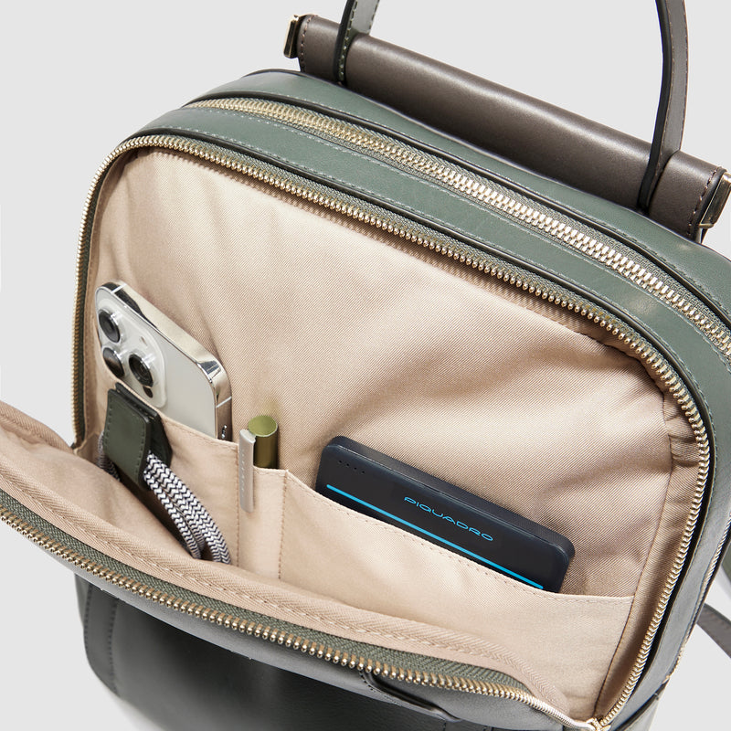 Zaini Piquadro Zaino Donna Piccolo Porta Pc Ipad Pelle Tortora