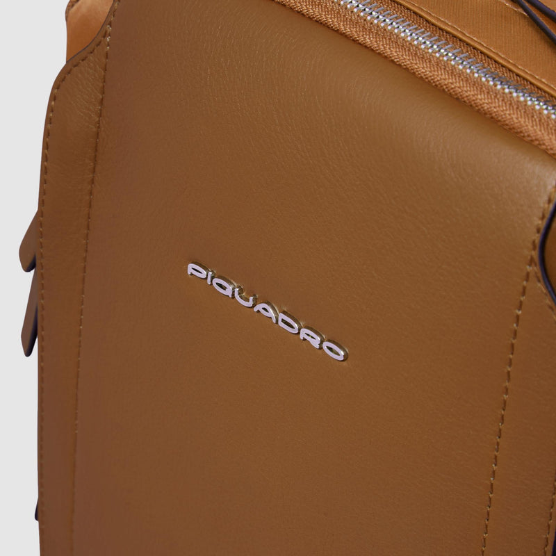 Zaino Piquadro Donna Porta Pc Ipad Doppio Scomparto Tasca Frontale Tessuto Inserti Pelle Cuoio