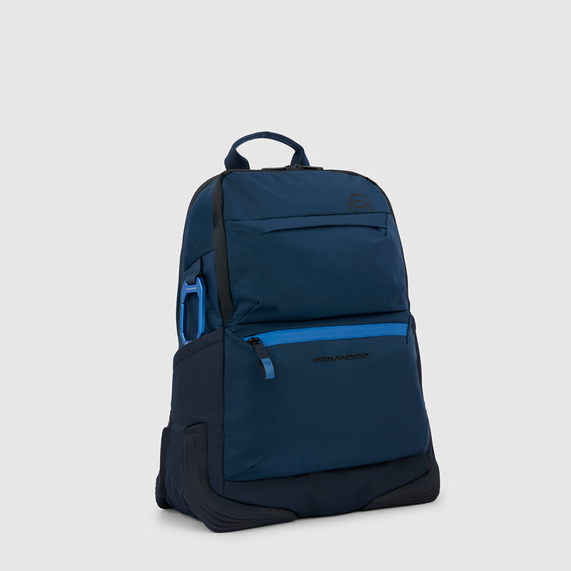 Zaini Piquadro Zaino Medio Porta Pc Ipad In Tessuto Blu