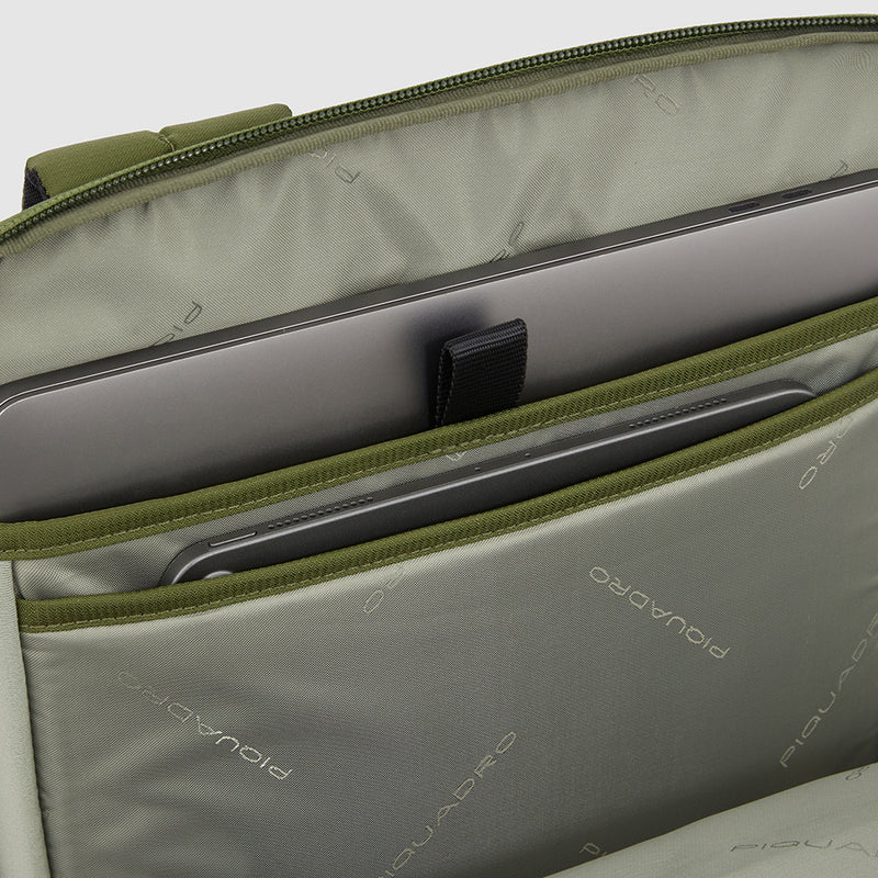 Zaini Piquadro Zaino Grande Porta Pc Ipad In Tessuto Arancione Inserti Marroni Neri