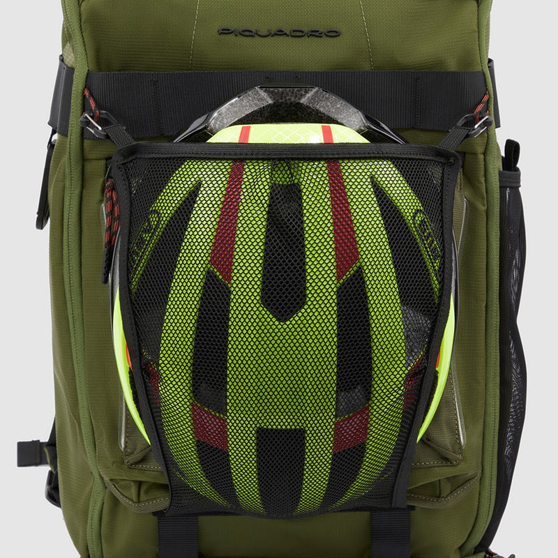 Zaini Piquadro Zaino Grande Porta Pc Ipad In Tessuto Arancione Inserti Marroni Neri