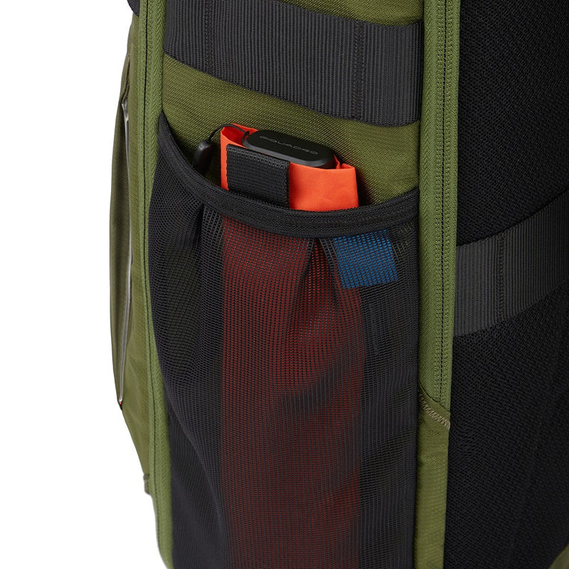 Zaini Piquadro Zaino Grande Porta Pc Ipad In Tessuto Arancione Inserti Marroni Neri