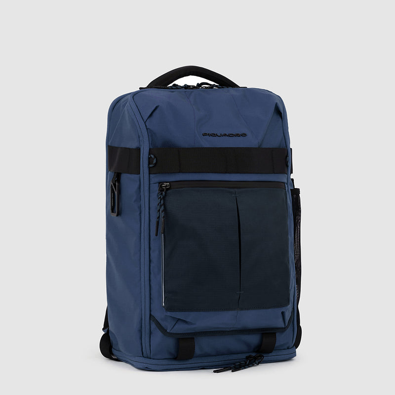 Zaini Piquadro Zaino Medio Porta Pc Ipad In Tessuto Blu/Nero