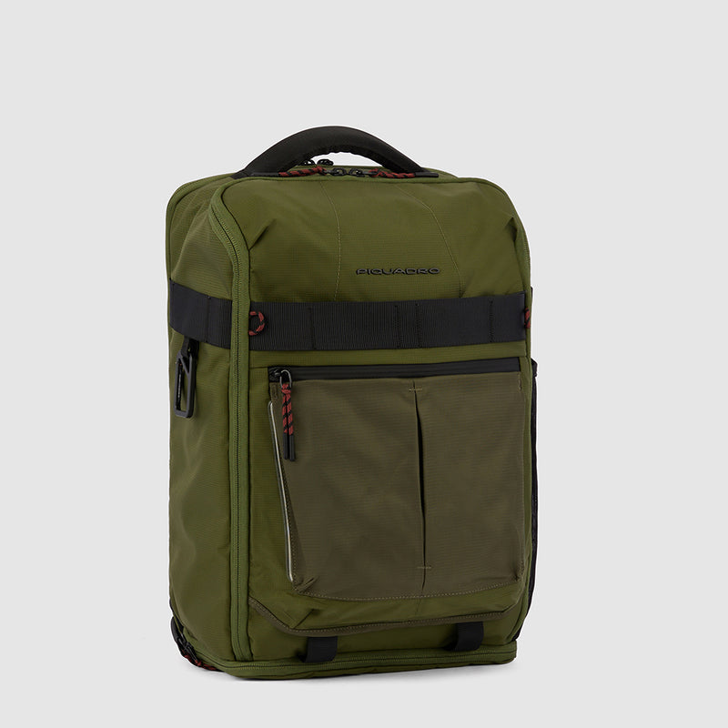Zaini Piquadro Zaino Grande Porta Pc Ipad In Tessuto Verde Inserti Neri