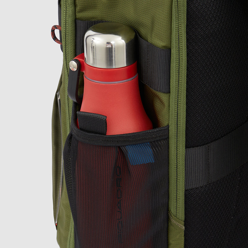 Zaini Piquadro Zaino Grande Porta Pc Ipad In Tessuto Verde Inserti Neri