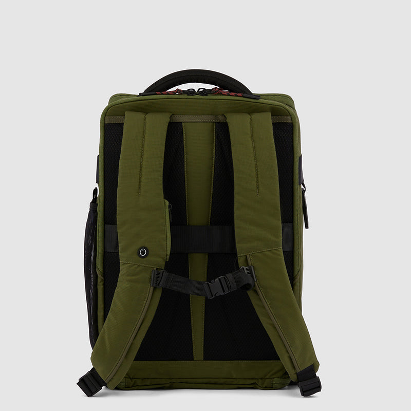 Zaini Piquadro Zaino Grande Porta Pc Ipad In Tessuto Verde Inserti Neri