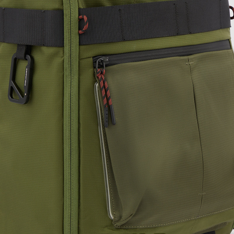 Zaini Piquadro Zaino Grande Porta Pc Ipad In Tessuto Verde Inserti Neri
