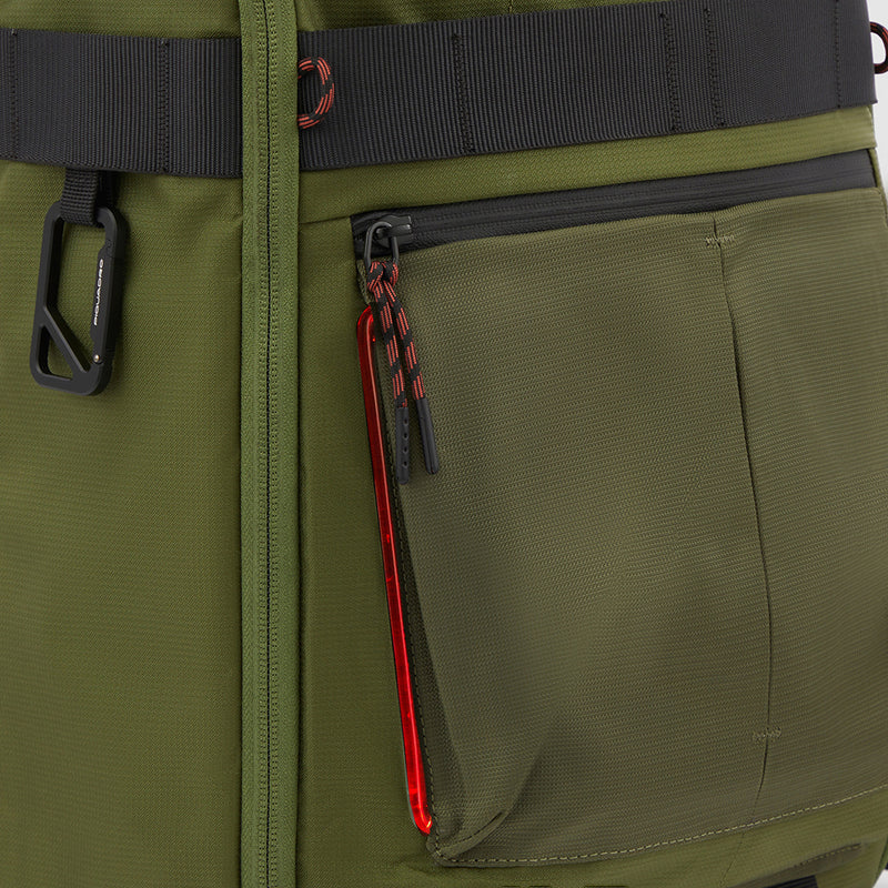 Zaini Piquadro Zaino Grande Porta Pc Ipad In Tessuto Verde Inserti Neri
