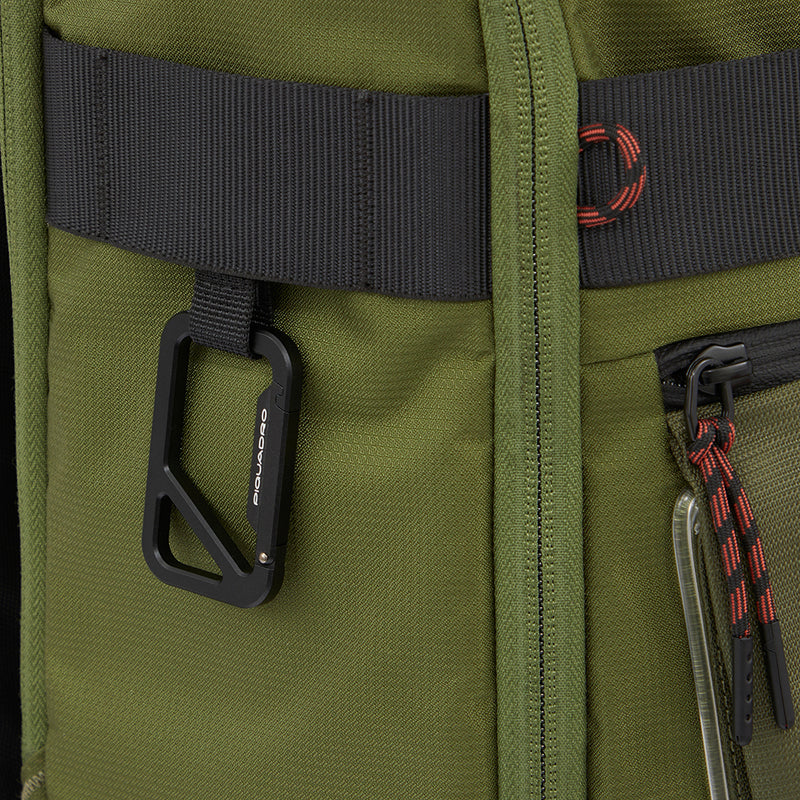 Zaini Piquadro Zaino Grande Porta Pc Ipad In Tessuto Verde Inserti Neri