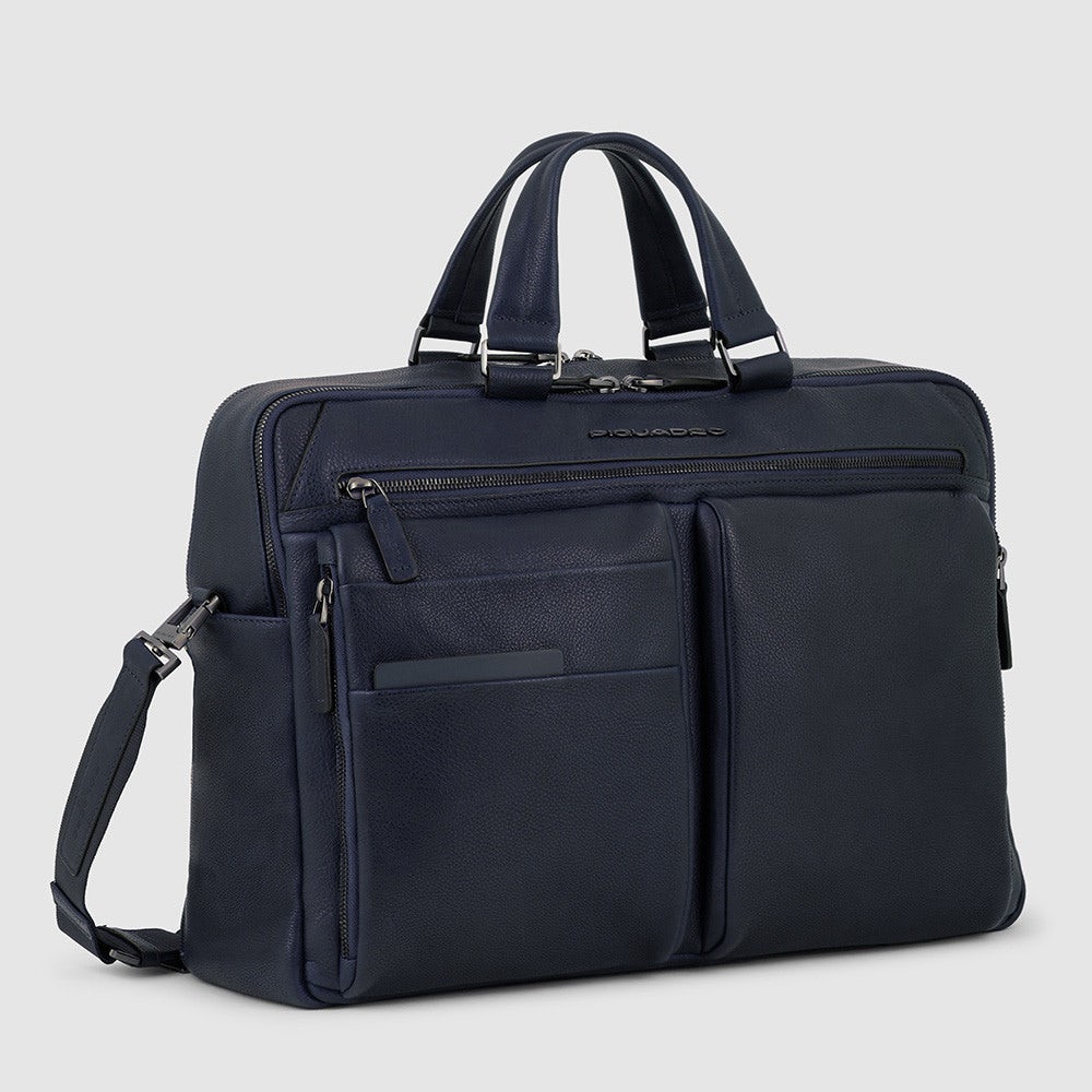 Borse Lavoro Piquadro Borsa Due Manici Porta Pc Ipad Pelle Blu